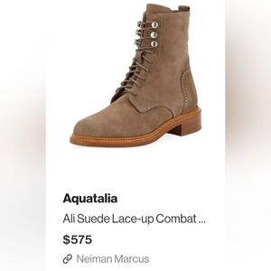 Aquatalia "Ali" Suede Lace-Up Combat Boots in size US 10